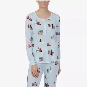 NWT Kate Spade Pajamas Blue Holiday Christmas Print Pajama 2-pc Set  Women's  3X
